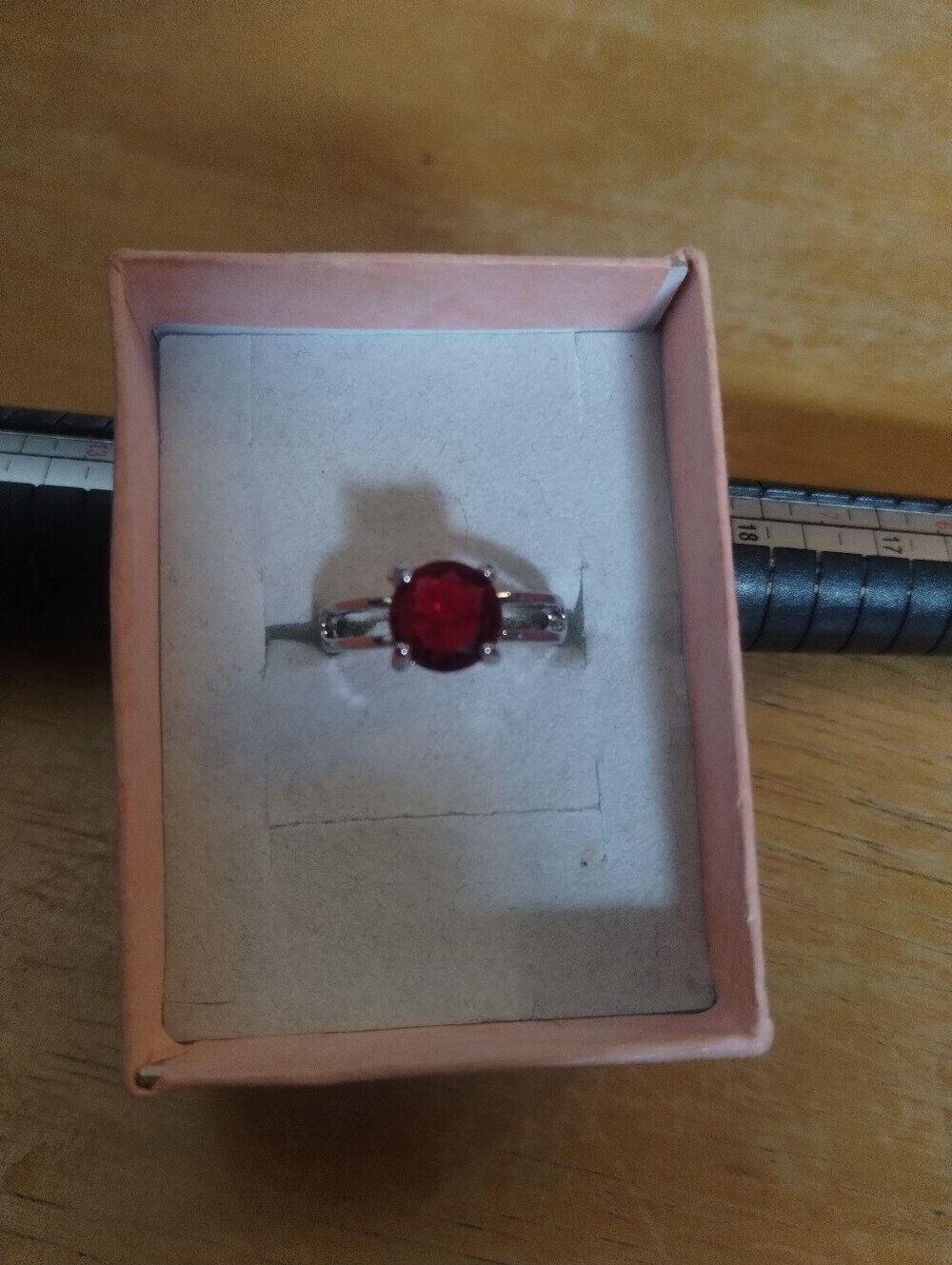 New Red Round Statement Ring Size 6.5 Silver Tone Cocktail Costume Jewelry